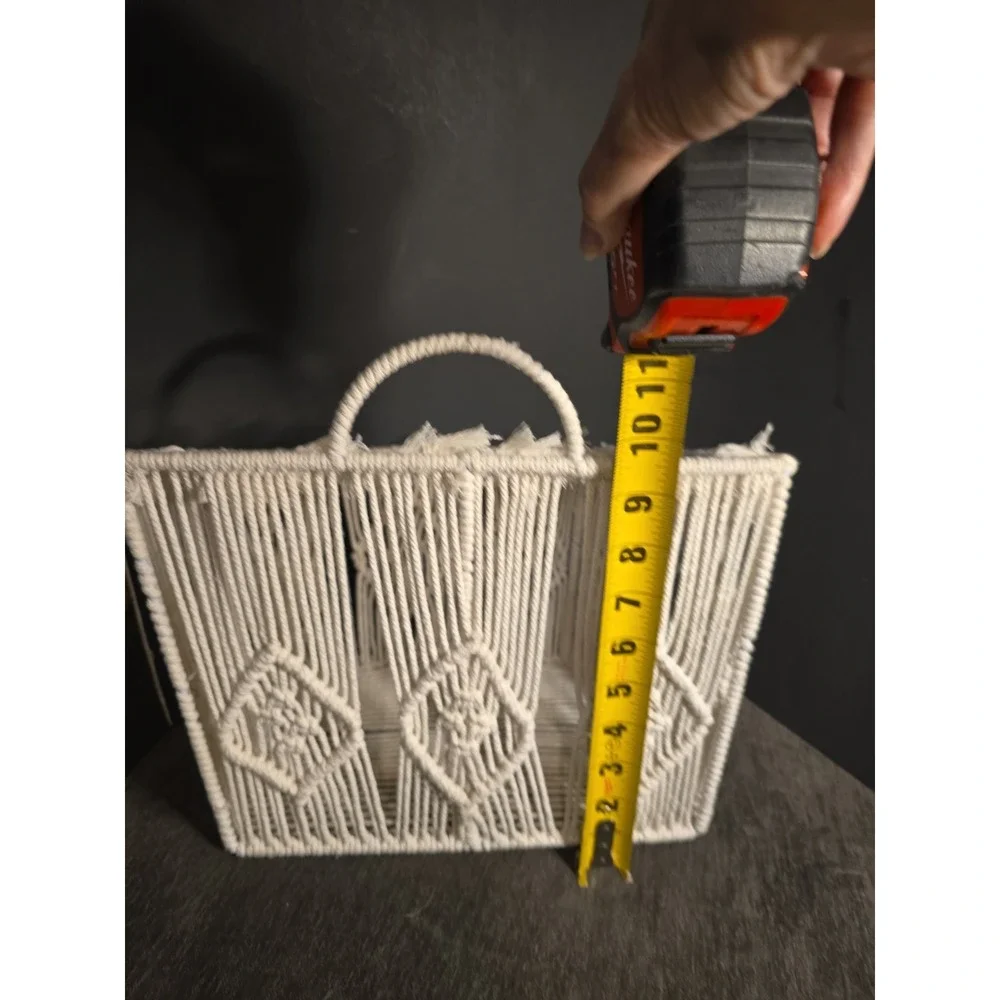 Boho Macrame Wall Hanging Basket Woven Pocket Planter Storage Large Size Cream